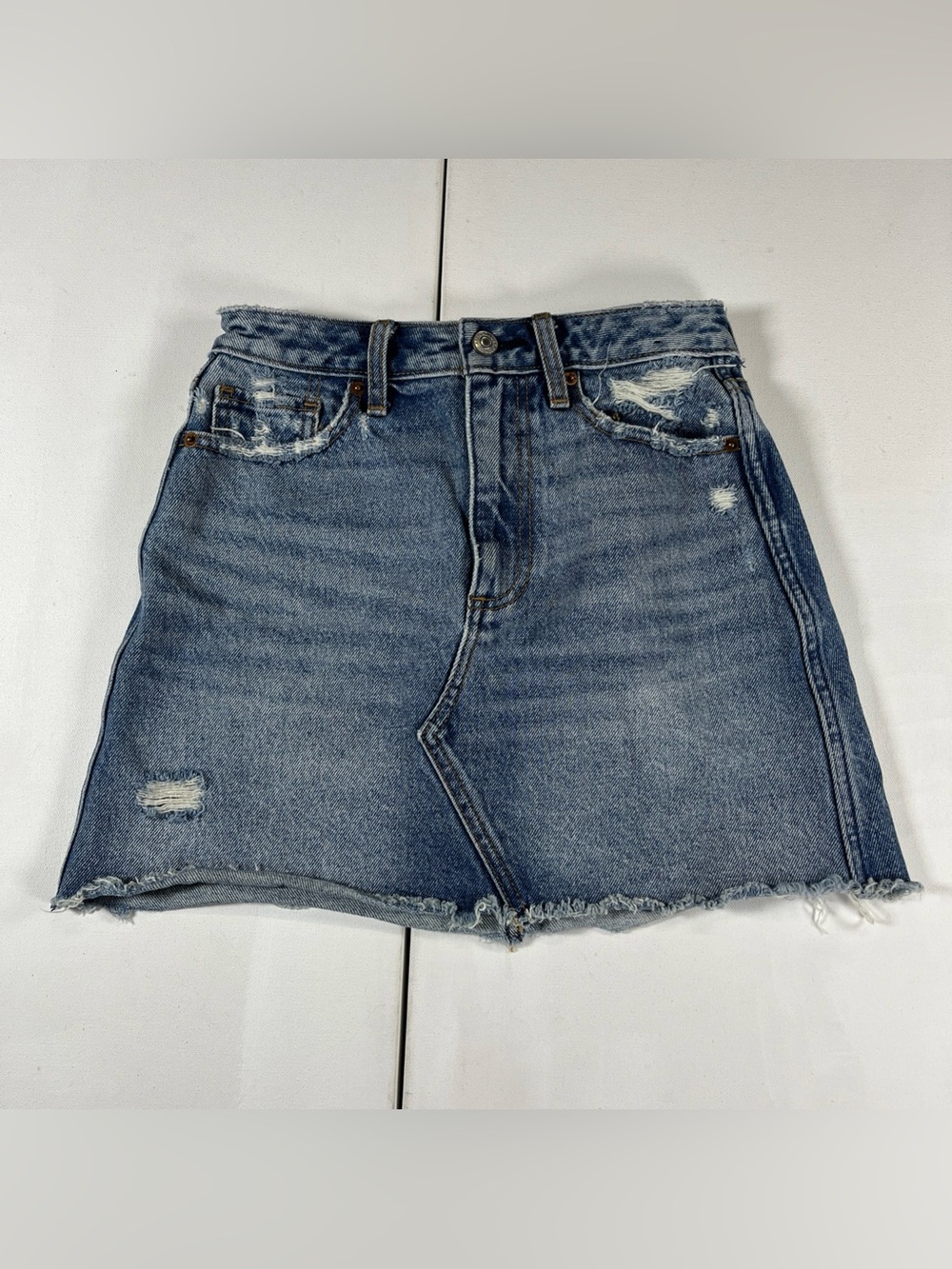 Abercrombie & Fitch Denim Skirt Blue Zoe Natural Rise Vintage A-Line Womens 25 0